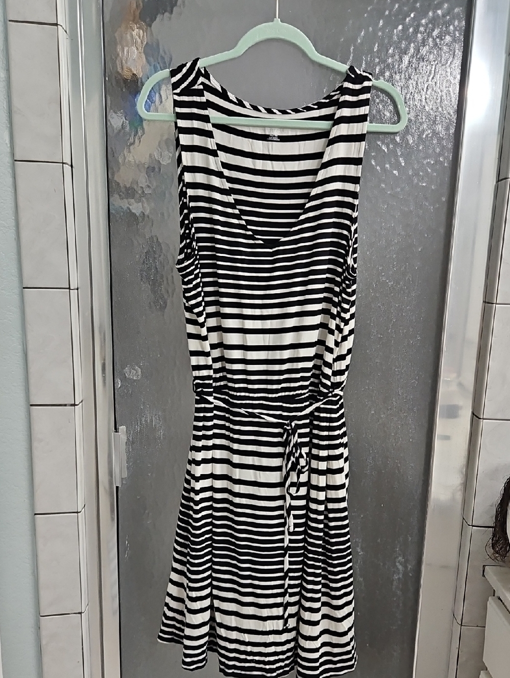 Merona Black and White Striped Tie-Waist Mini Dress